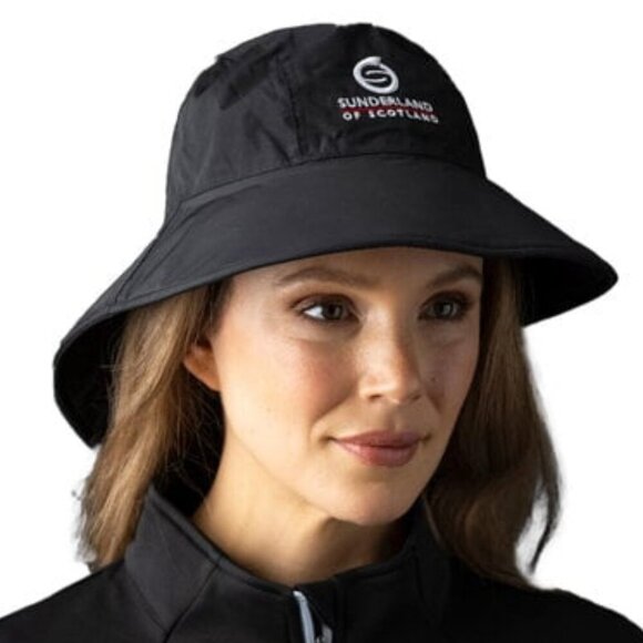 🛑 Sunderland Black Ultra Lightweight Wide Brim Waterproof Golf Hat - S / M - Picture 2 of 11